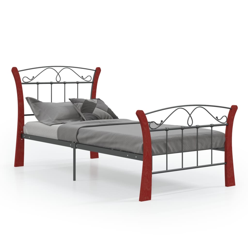 Bed Frame without Mattress Black Metal 90x200 cm