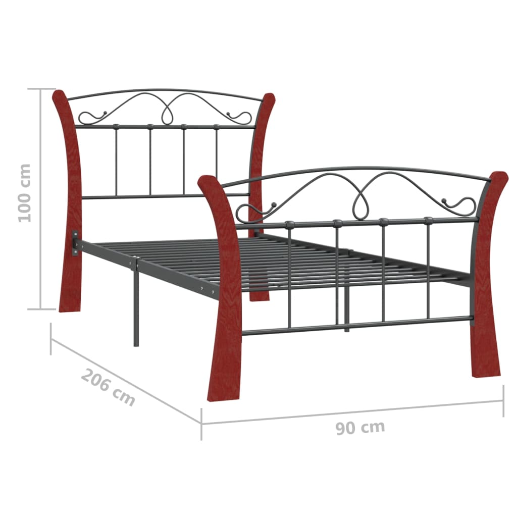 Bed Frame without Mattress Black Metal 90x200 cm