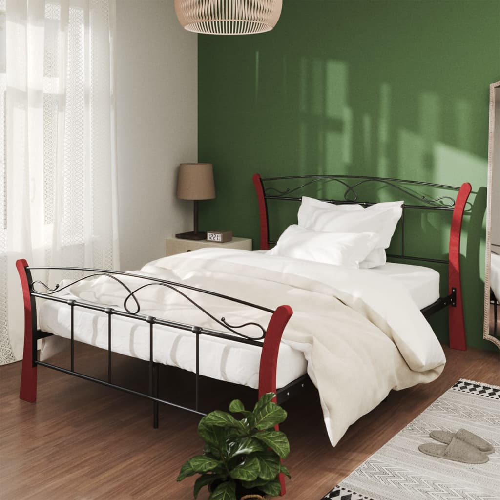 Bed Frame without Mattress Black Metal 120x200 cm