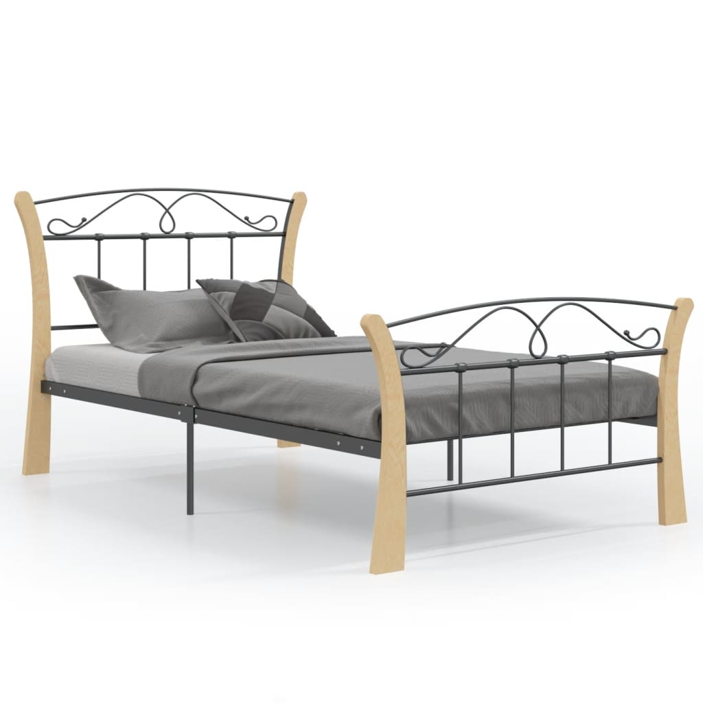 Bed Frame without Mattress Black Metal 100x200 cm