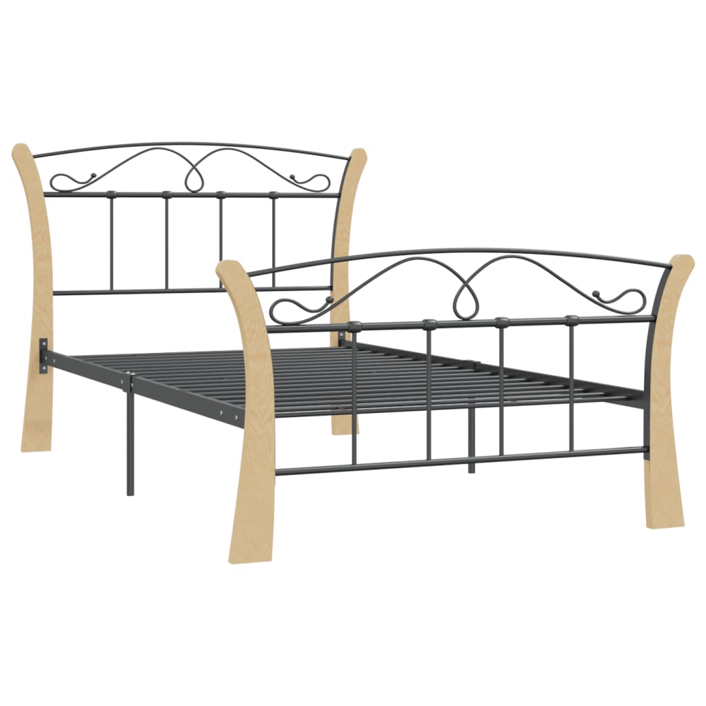 Bed Frame without Mattress Black Metal 100x200 cm