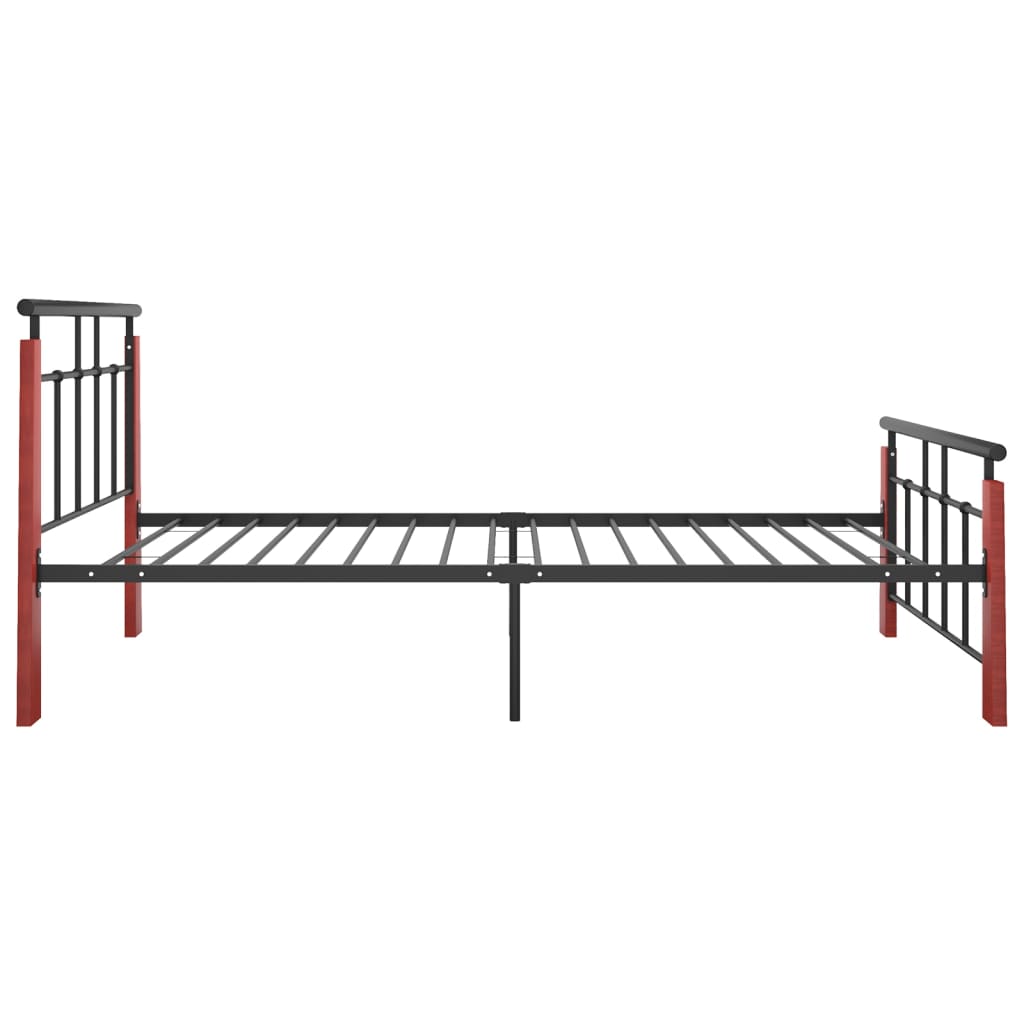 Bed Frame without Mattress Metal and Solid Oak Wood 100x200 cm