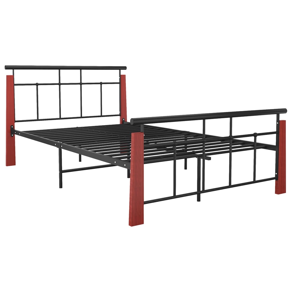 Bed Frame without Mattress Metal  and Solid Oak Wood 120x200 cm