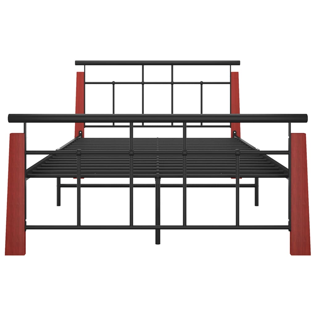 Bed Frame without Mattress Metal  and Solid Oak Wood 120x200 cm