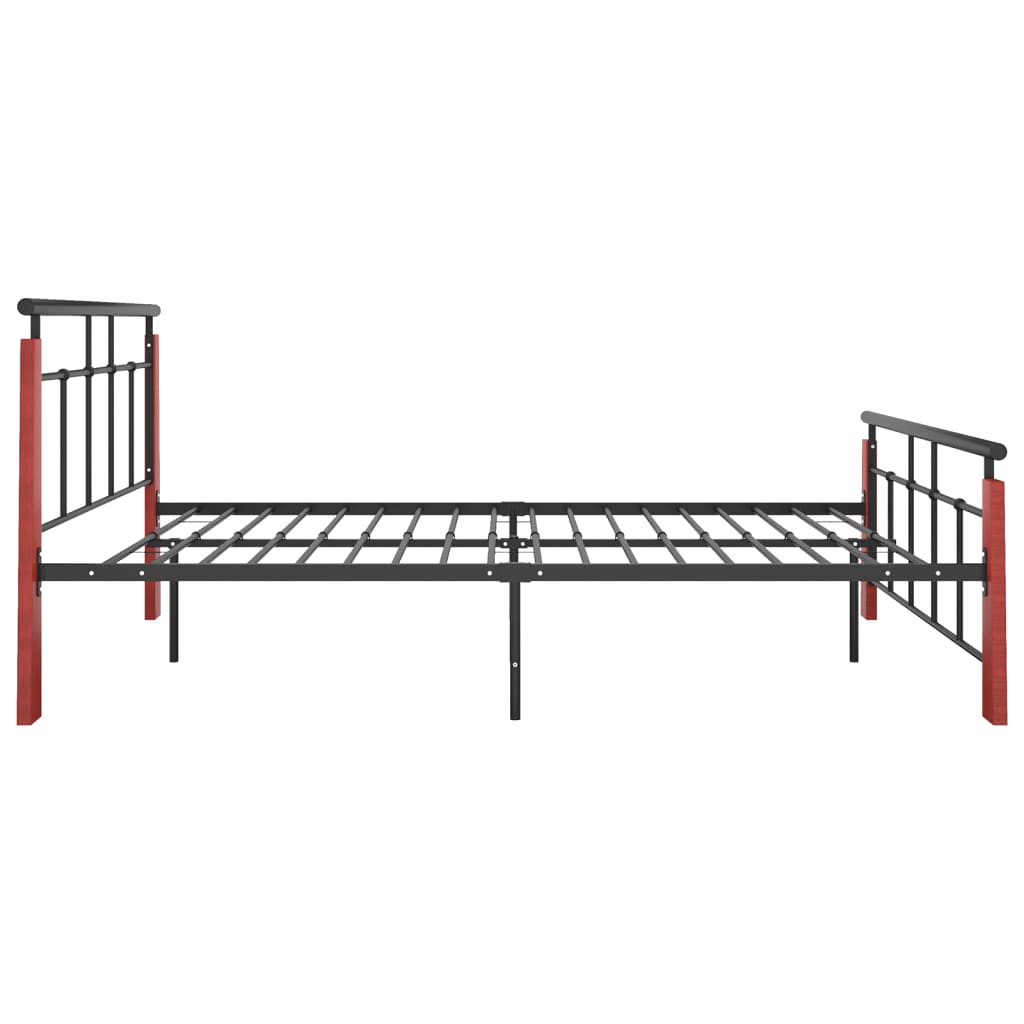 Bed Frame without Mattress Metal  and Solid Oak Wood 120x200 cm