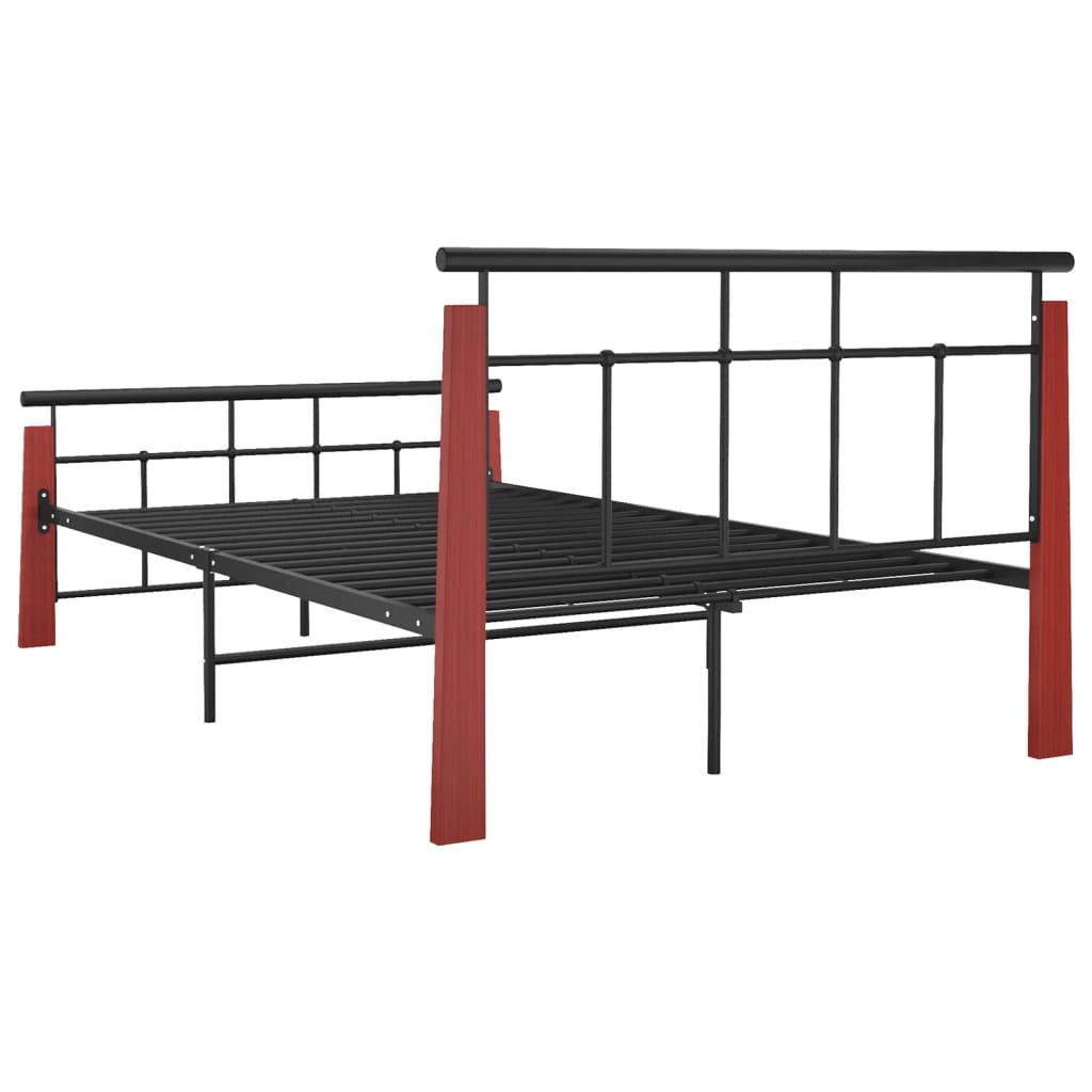 Bed Frame without Mattress Metal  and Solid Oak Wood 120x200 cm