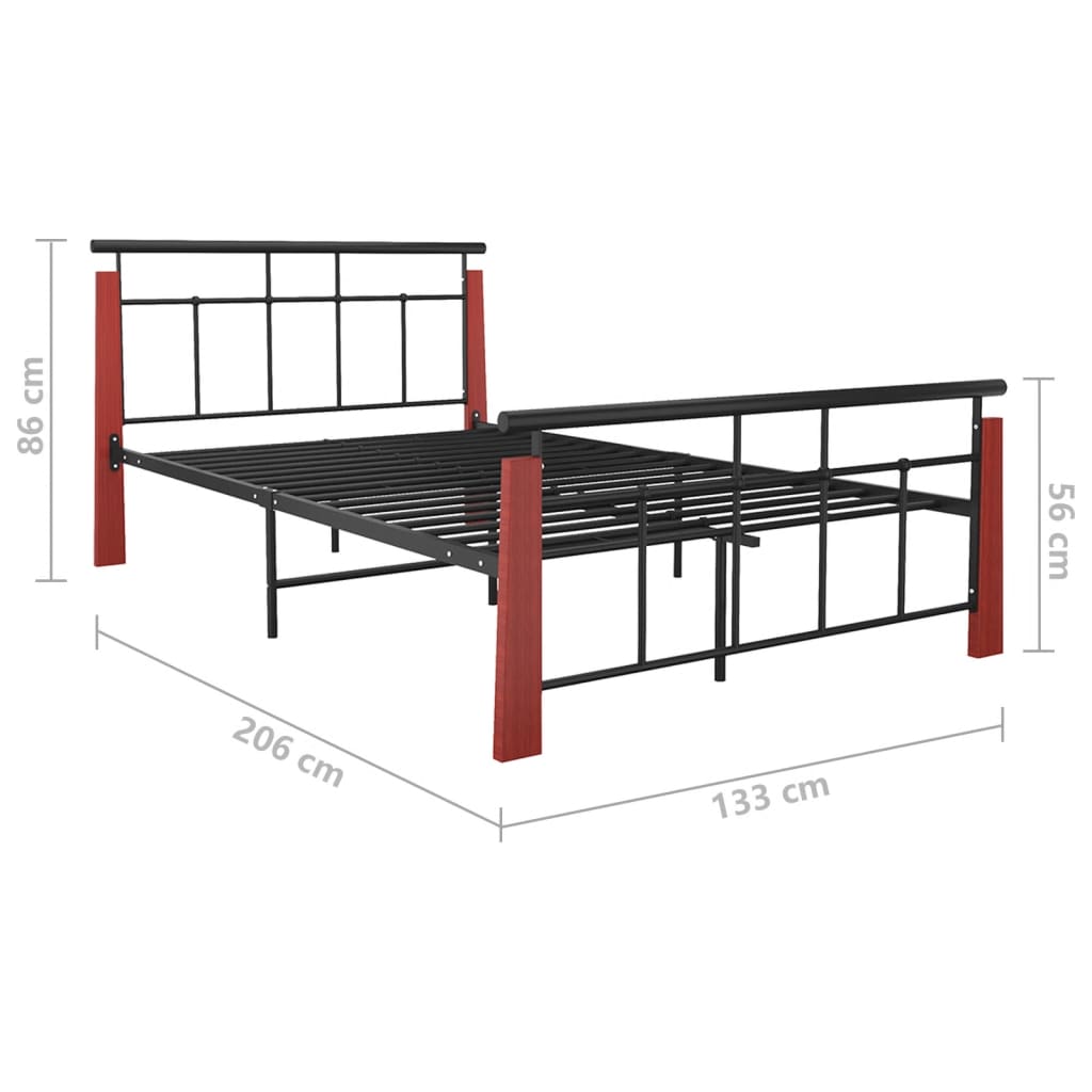 Bed Frame without Mattress Metal  and Solid Oak Wood 120x200 cm