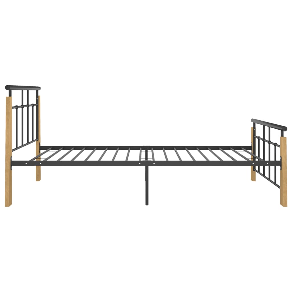 Bed Frame without Mattress Metal and Solid Oak Wood 90x200 cm