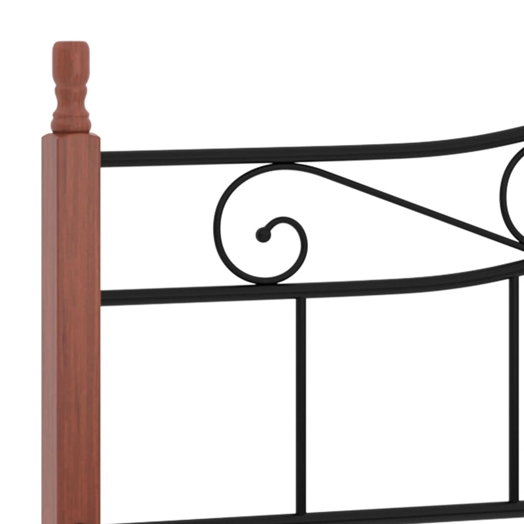 Bed Frame without Mattress Black Metal&Solid Oak Wood 200x200 cm