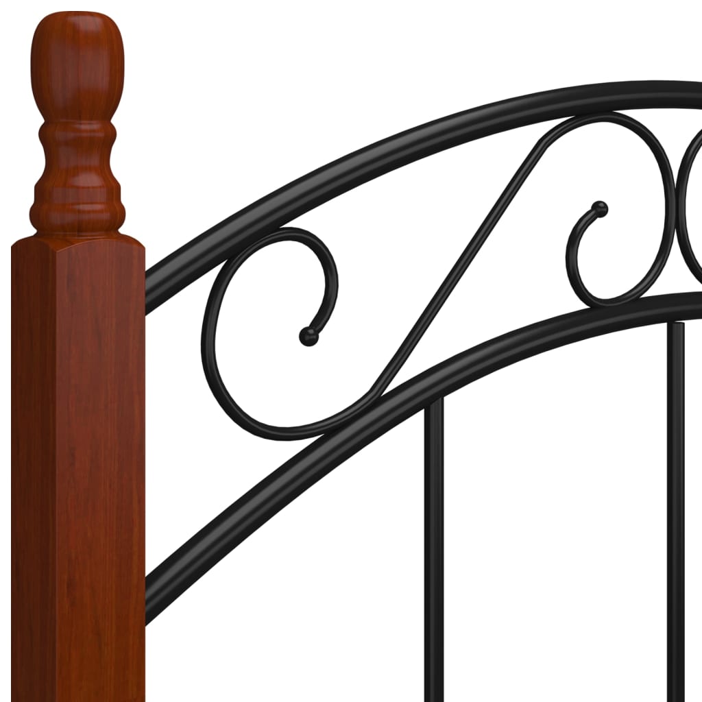 Bed Frame without Mattress Black Metal&Solid Oak Wood 120x200 cm