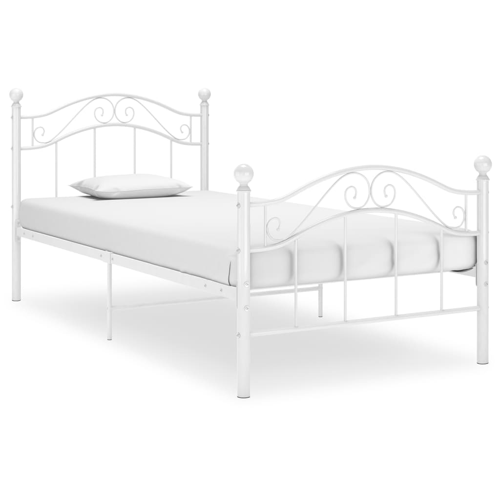 Bed Frame without Mattress White Metal 90x200 cm