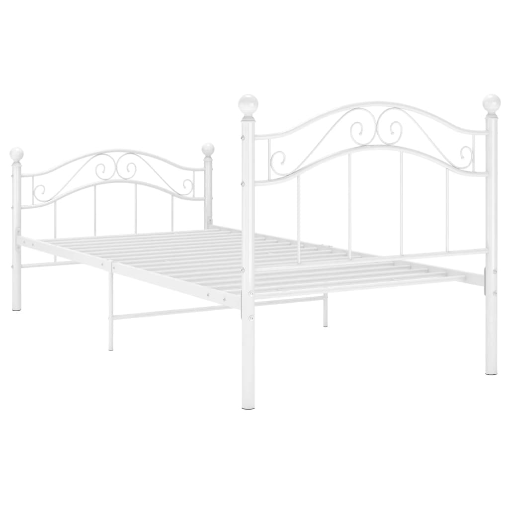 Bed Frame without Mattress White Metal 90x200 cm