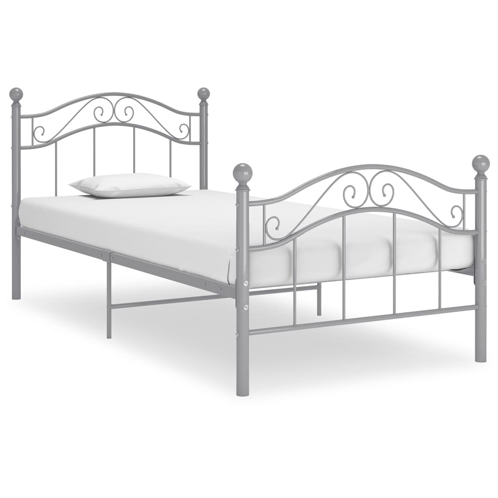 Bed Frame without Mattress Grey Metal 90x200 cm