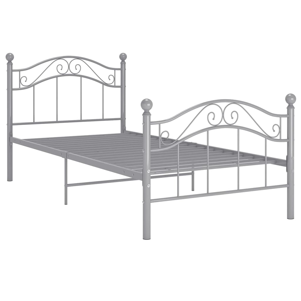 Bed Frame without Mattress Grey Metal 90x200 cm