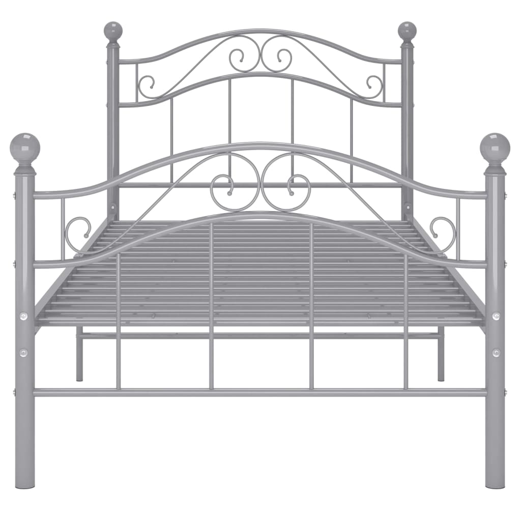 Bed Frame without Mattress Grey Metal 90x200 cm