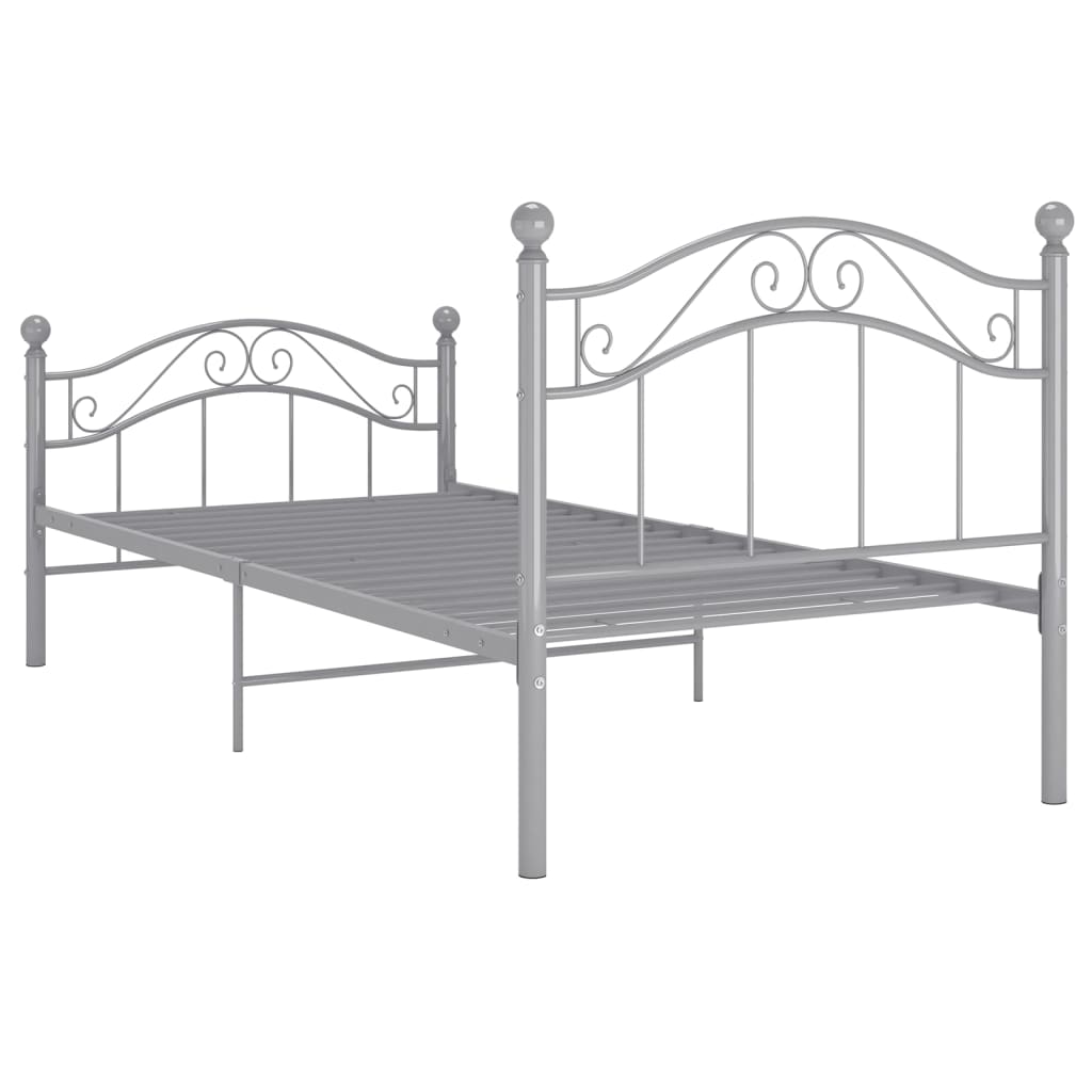Bed Frame without Mattress Grey Metal 90x200 cm