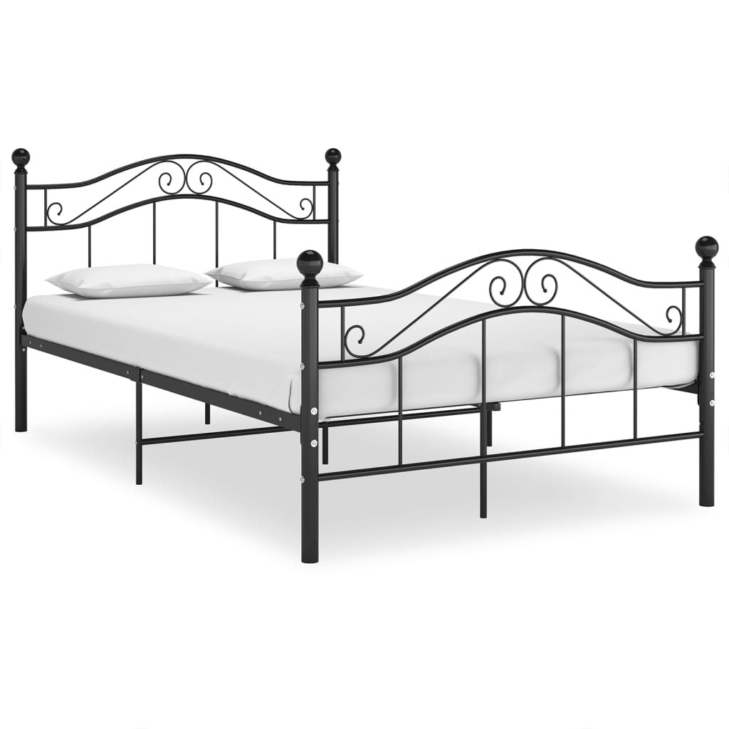 Bed Frame without Mattress Black Metal 120x200 cm