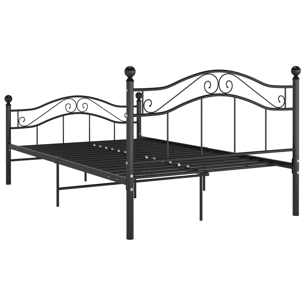 Bed Frame without Mattress Black Metal 120x200 cm