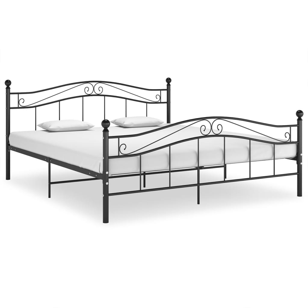 Bed Frame without Mattress Black Metal 140x200 cm