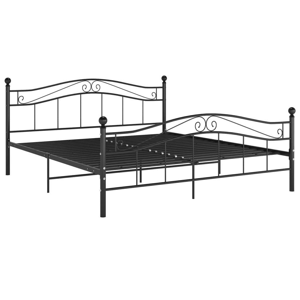Bed Frame without Mattress Black Metal 140x200 cm
