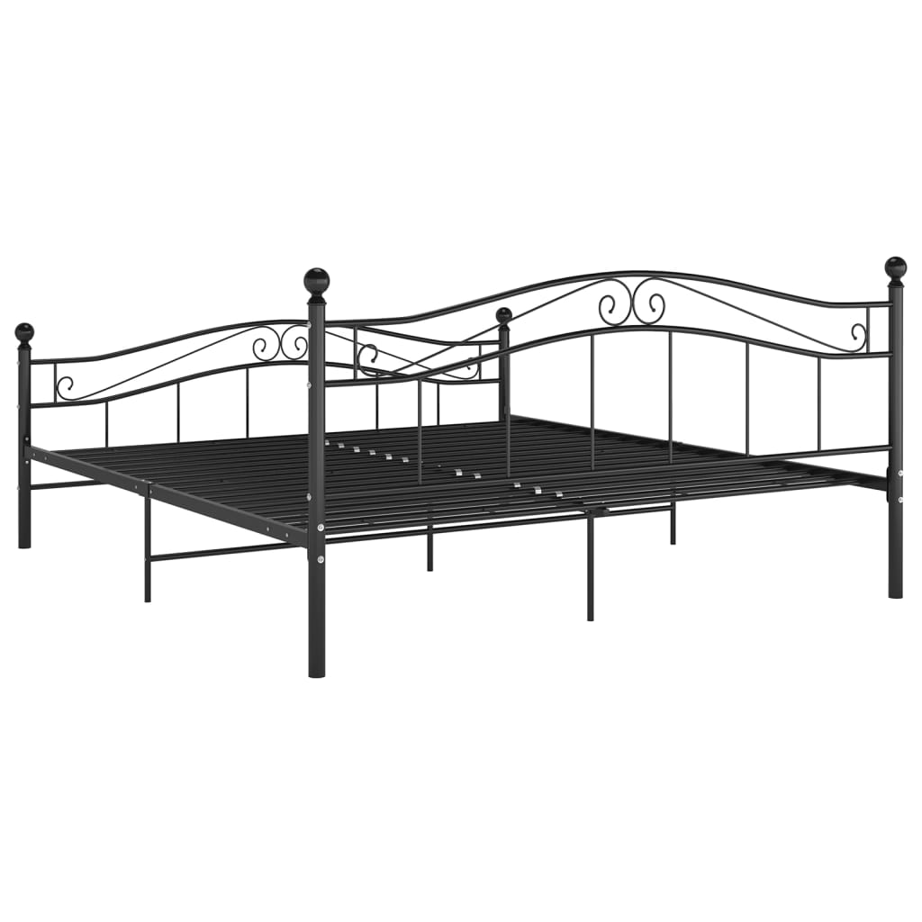 Bed Frame without Mattress Black Metal 140x200 cm