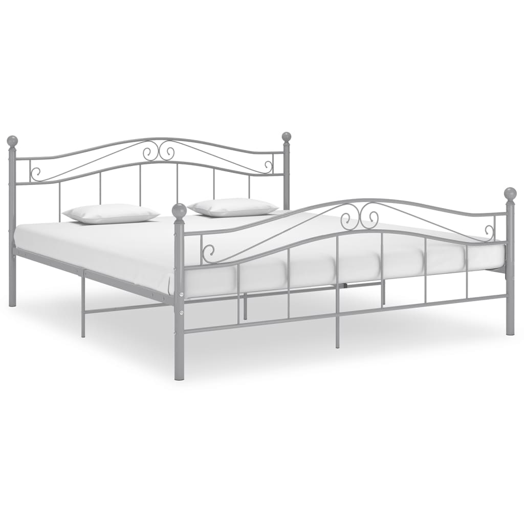 Bed Frame without Mattress Grey Metal 140x200 cm