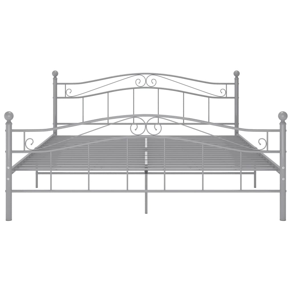 Bed Frame without Mattress Grey Metal 140x200 cm