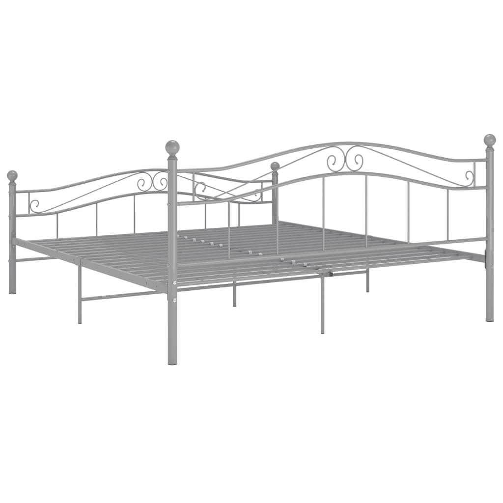 Bed Frame without Mattress Grey Metal 140x200 cm