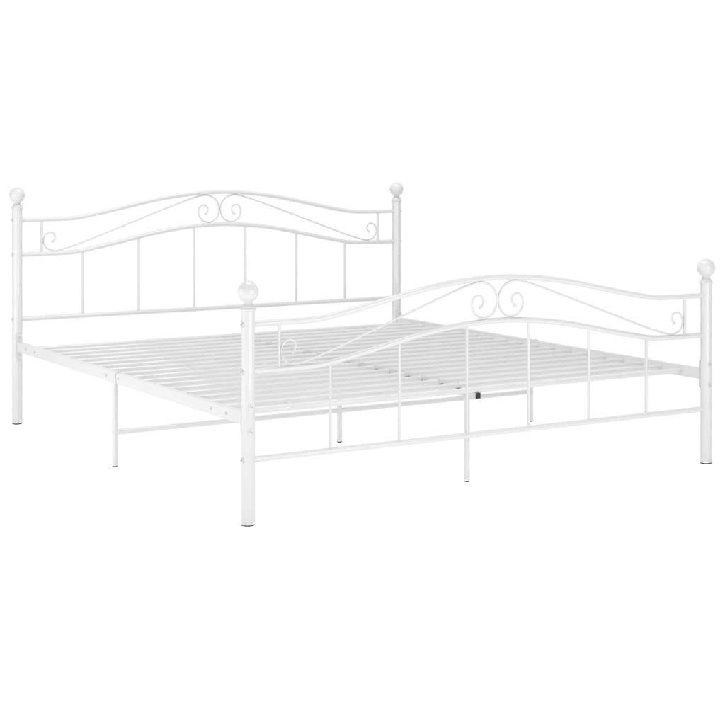 Bed Frame without Mattress White Metal 160x200 cm