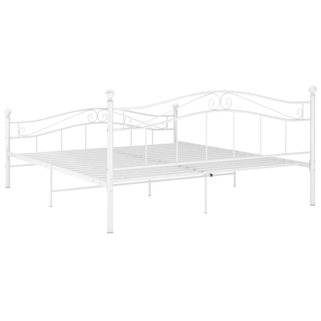 Bed Frame without Mattress White Metal 160x200 cm