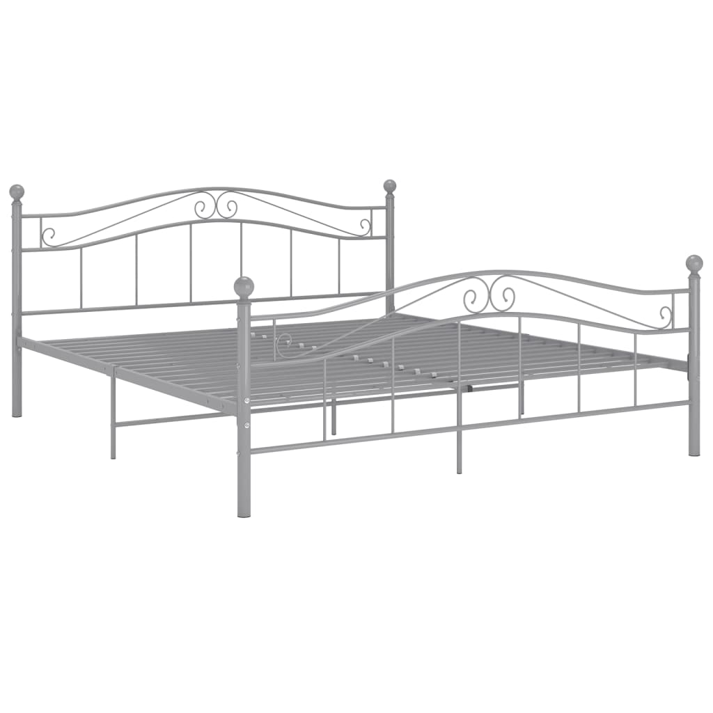 Bed Frame without Mattress Grey Metal 160x200 cm