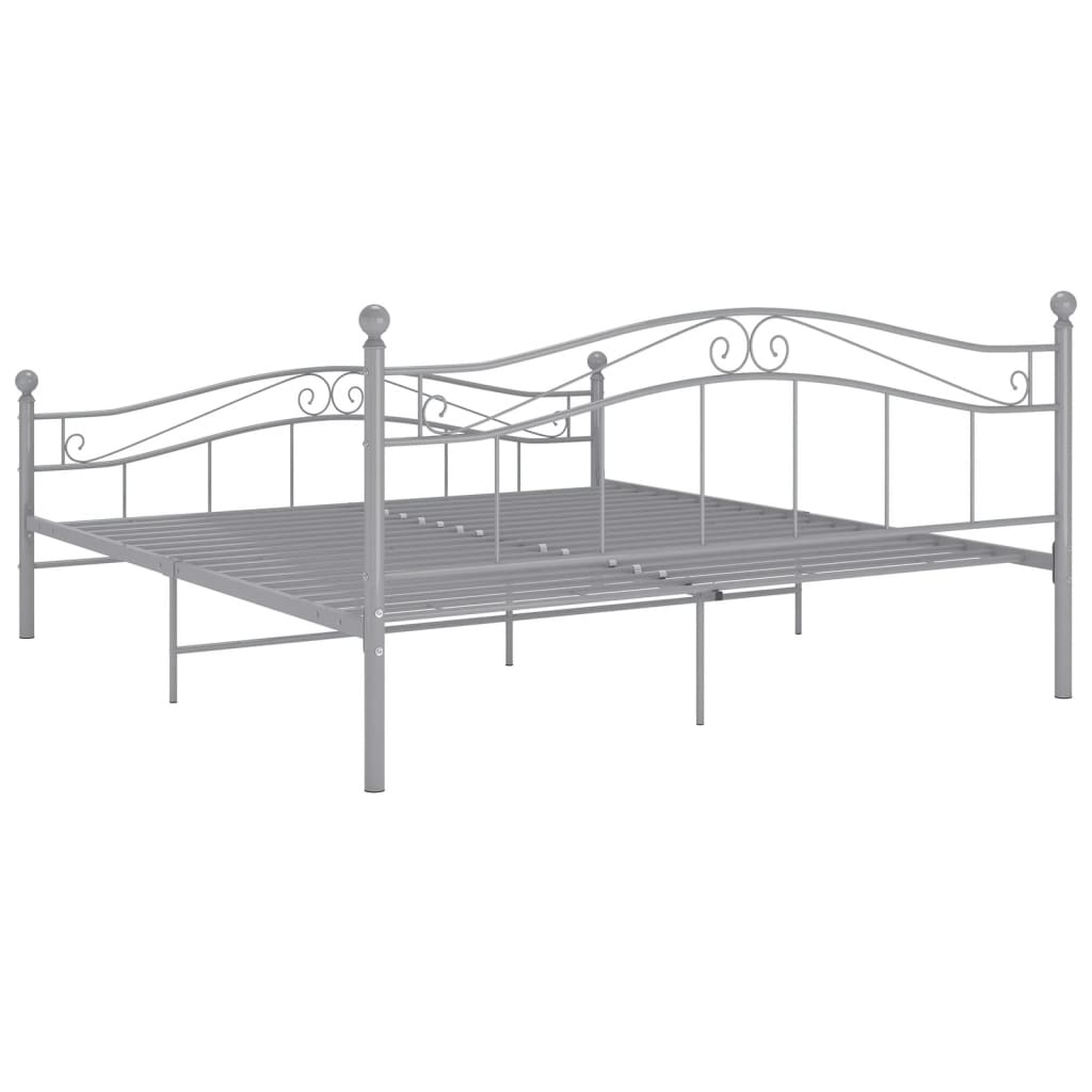 Bed Frame without Mattress Grey Metal 160x200 cm