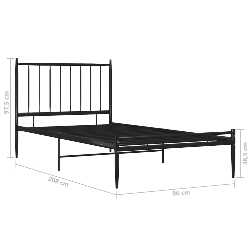 Bed Frame without Mattress Black Metal 90x200 cm