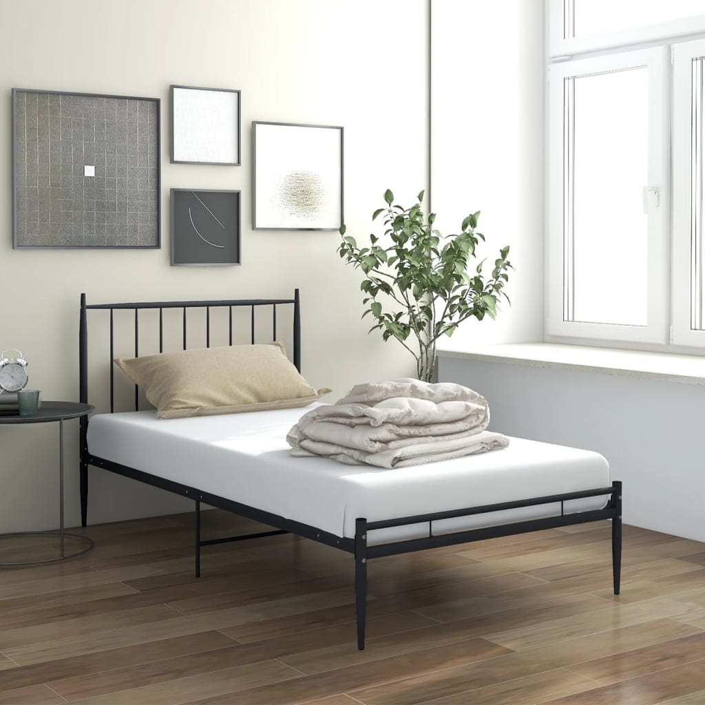 Bed Frame without Mattress Black Metal 90x200 cm