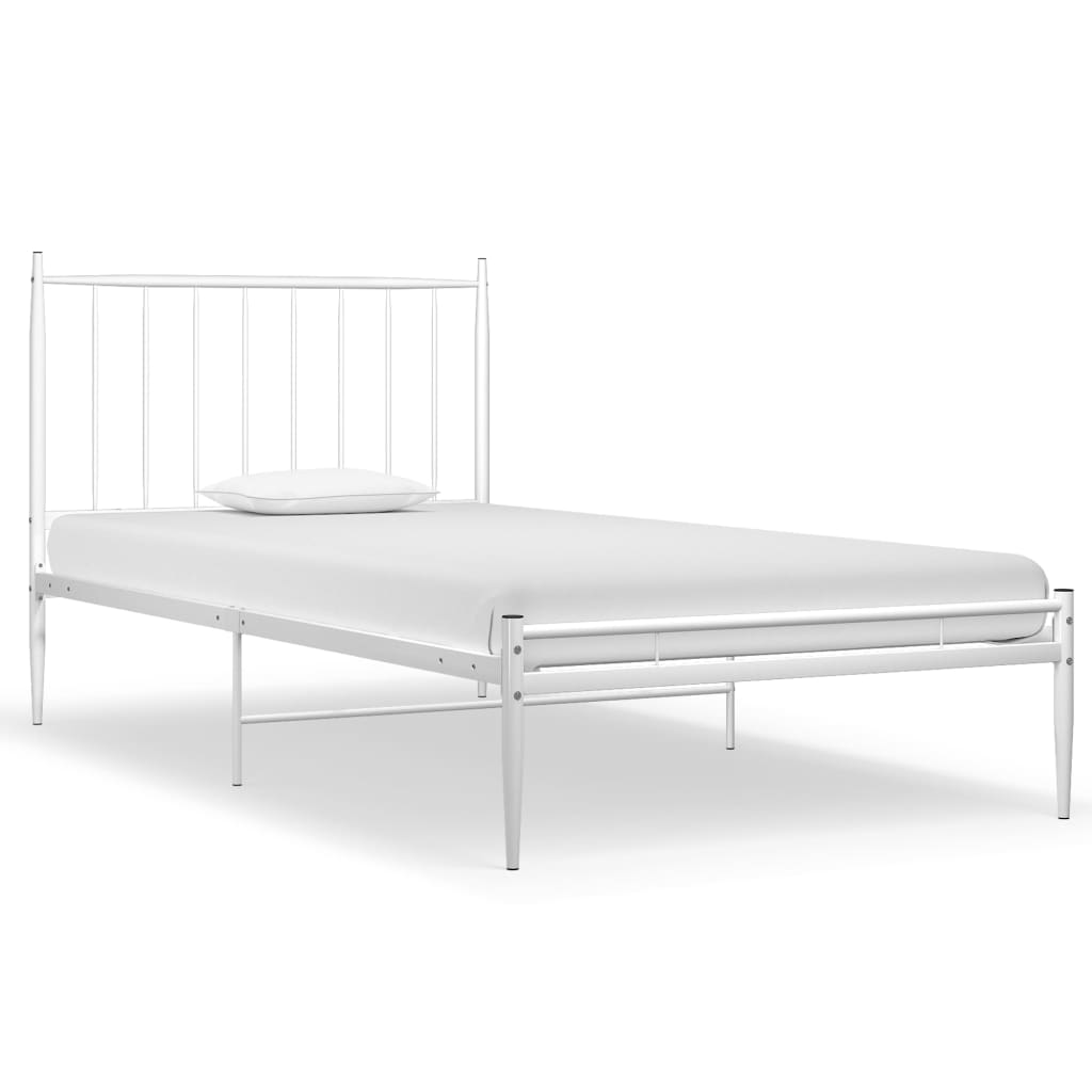 Bed Frame without Mattress White Metal 90x200 cm