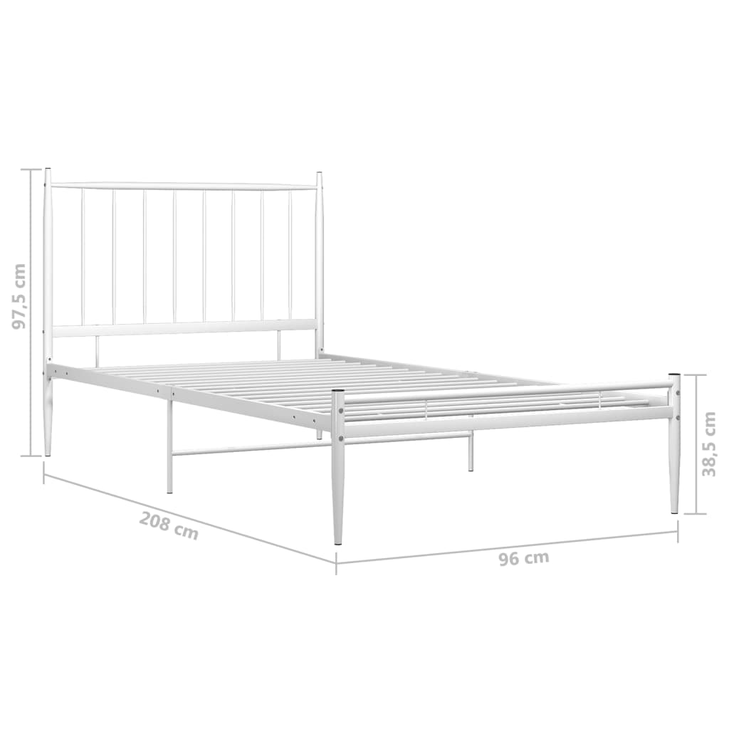 Bed Frame without Mattress White Metal 90x200 cm