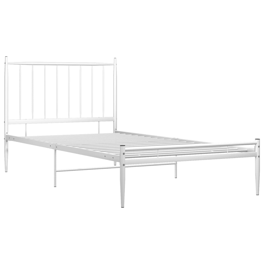 Bed Frame without Mattress White Metal 100x200 cm