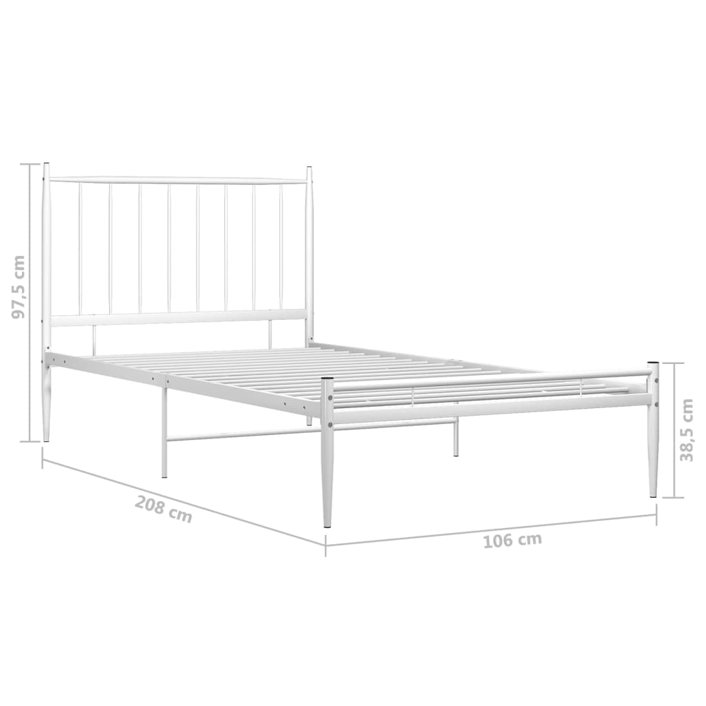 Bed Frame without Mattress White Metal 100x200 cm