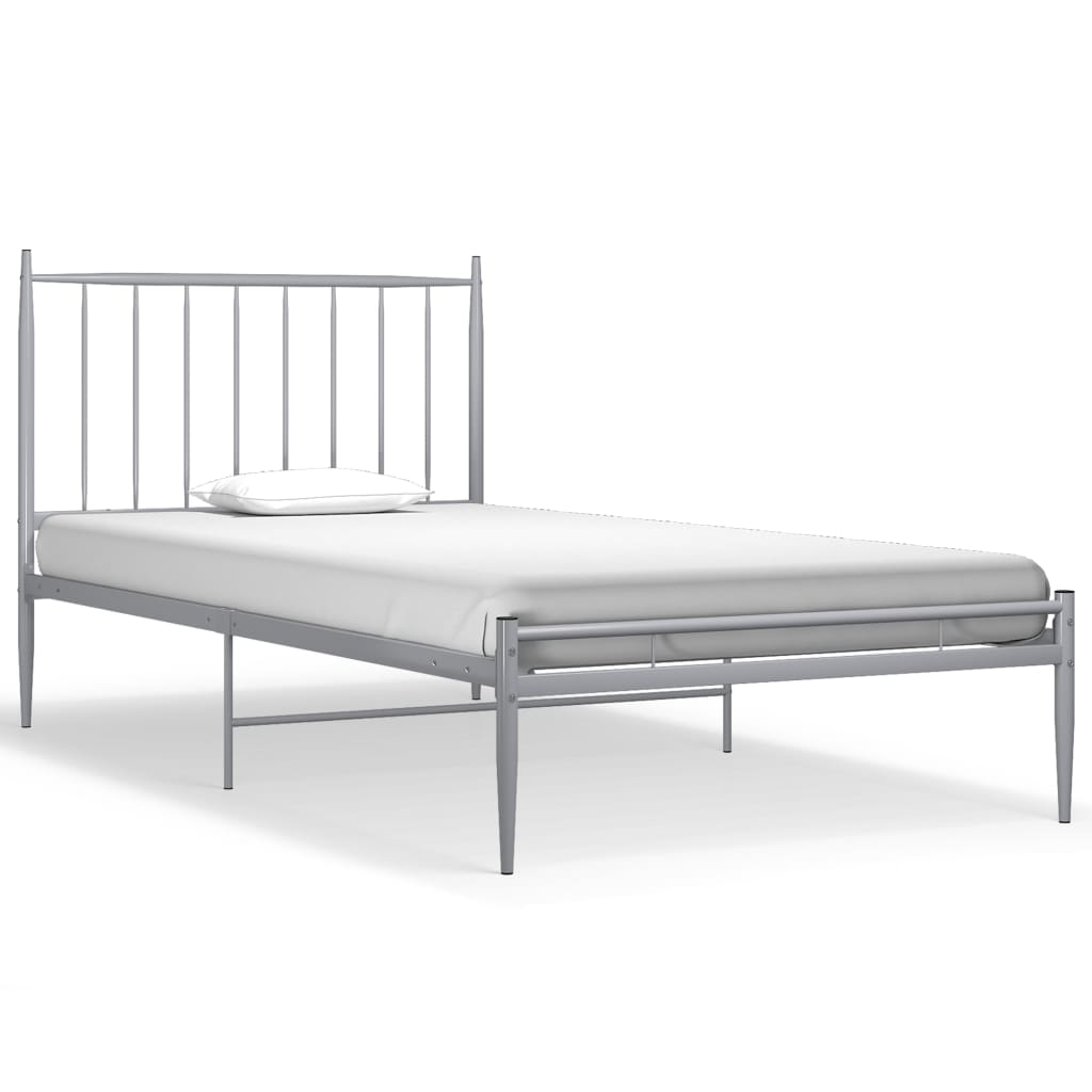 Bed Frame without Mattress Grey Metal 100x200 cm