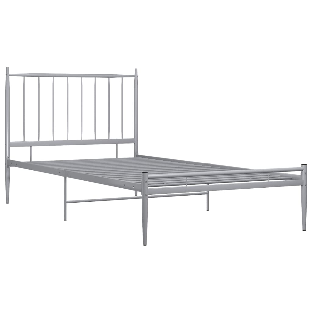 Bed Frame without Mattress Grey Metal 100x200 cm