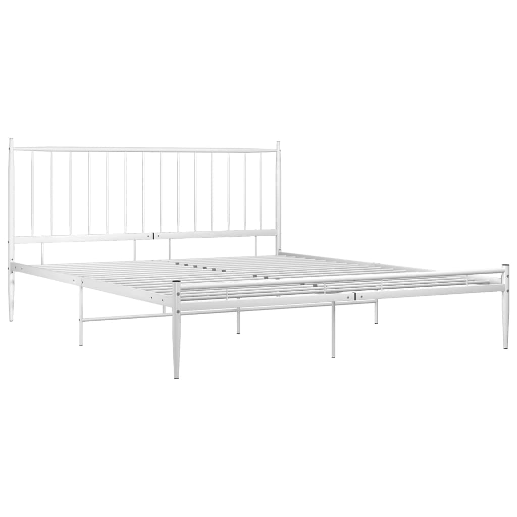 Bed Frame without Mattress White Metal 180x200 cm Super King