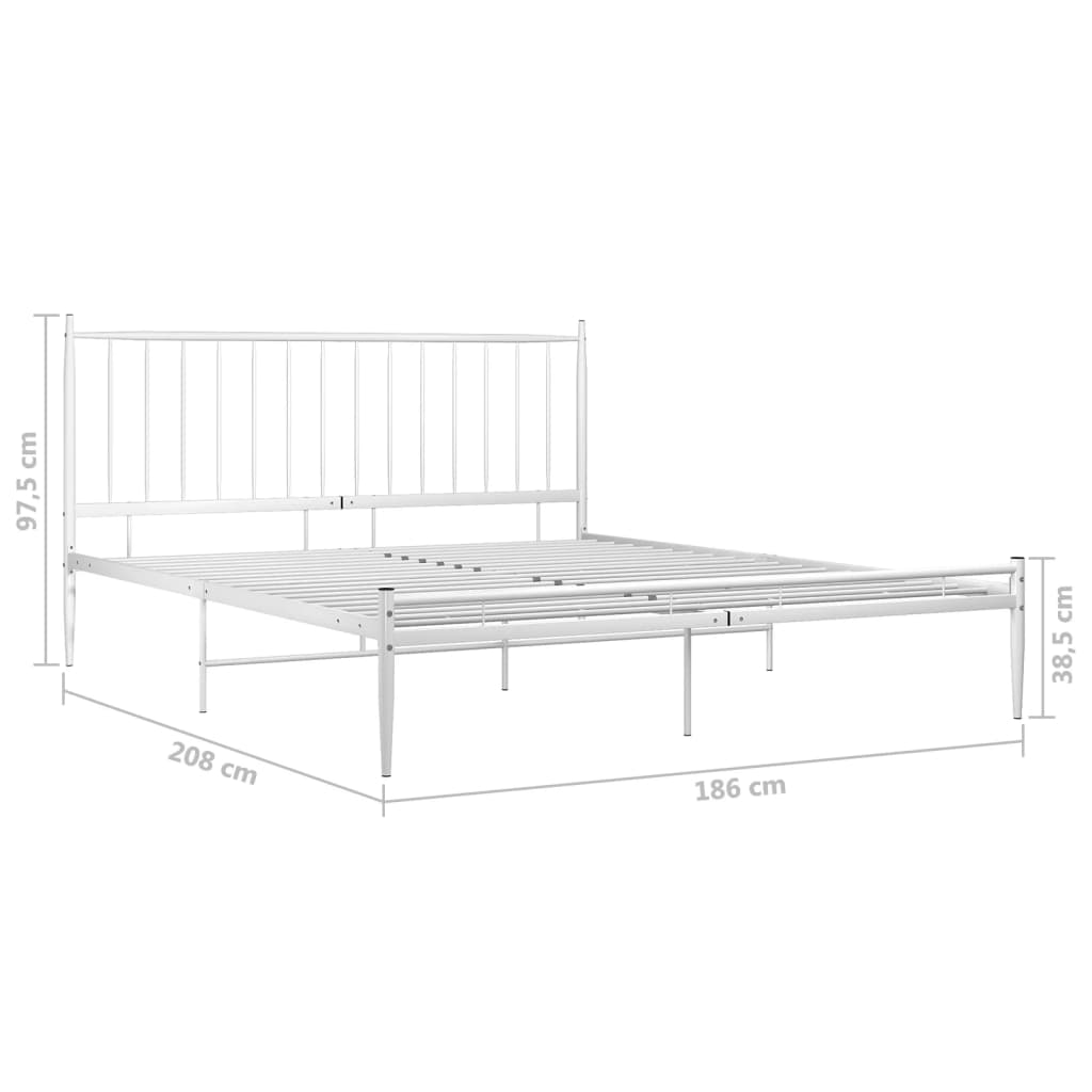 Bed Frame without Mattress White Metal 180x200 cm Super King