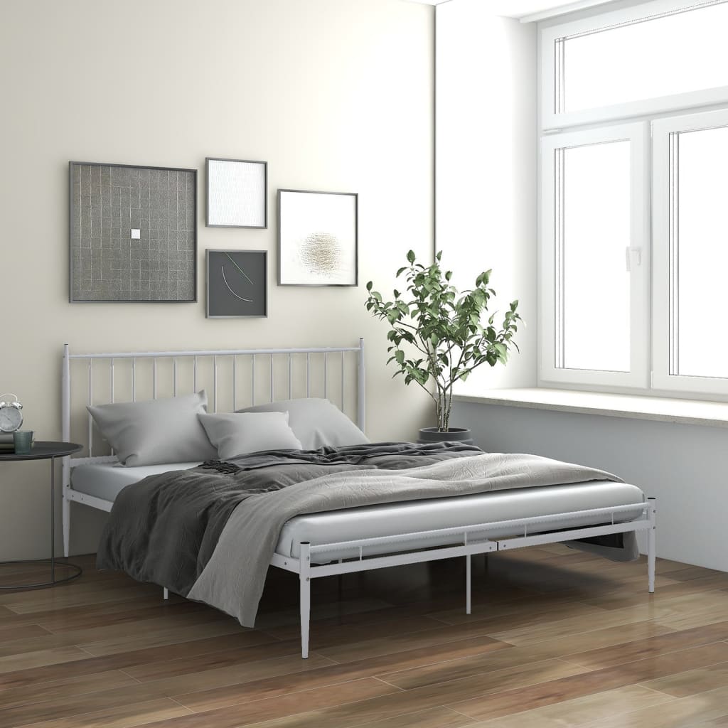 Bed Frame without Mattress White Metal 180x200 cm Super King