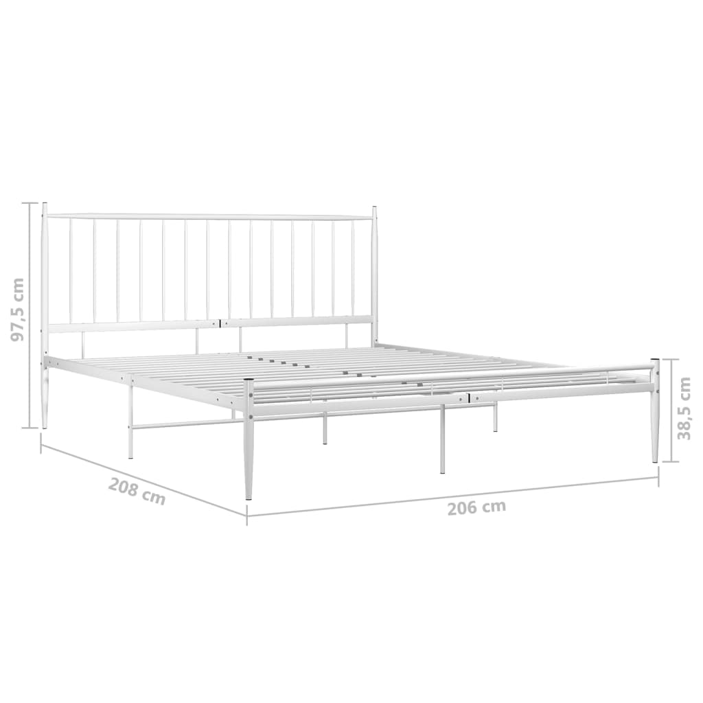 Bed Frame without Mattress White Metal 200x200 cm