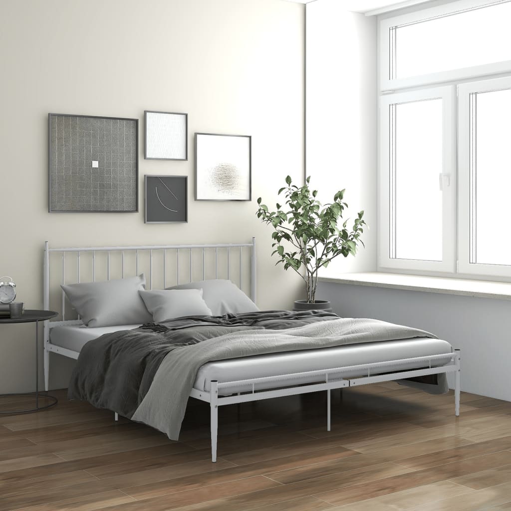 Bed Frame without Mattress White Metal 200x200 cm