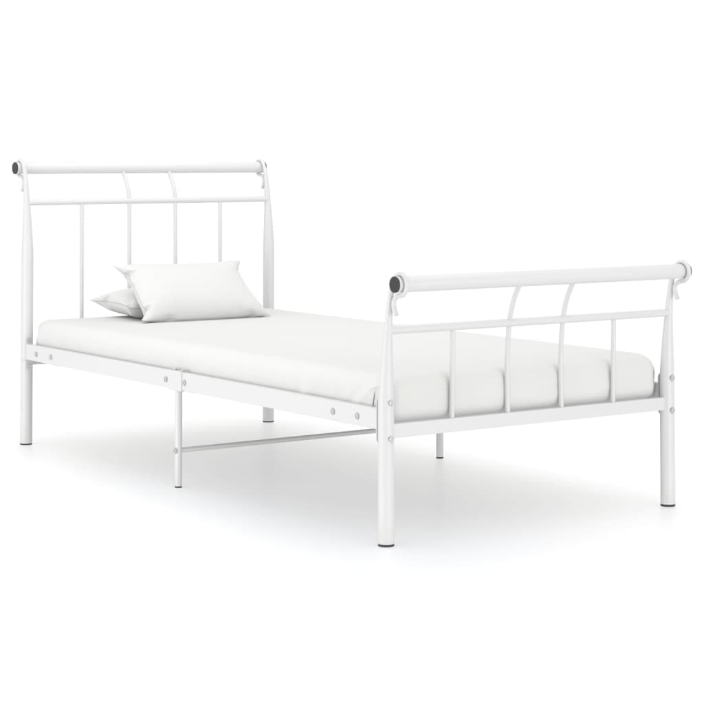 Bed Frame without Mattress White Metal 100x200 cm