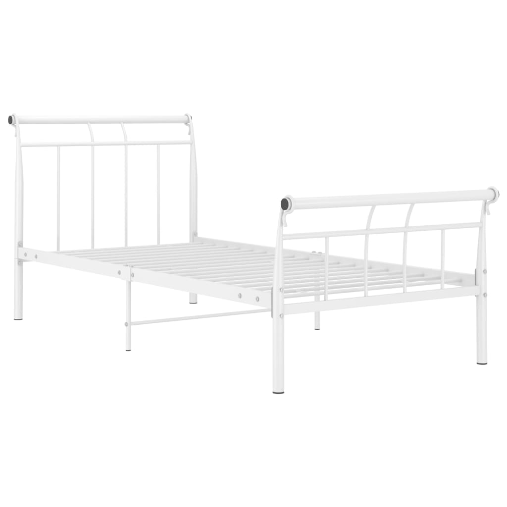 Bed Frame without Mattress White Metal 100x200 cm
