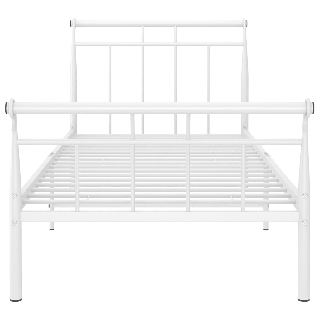Bed Frame without Mattress White Metal 100x200 cm