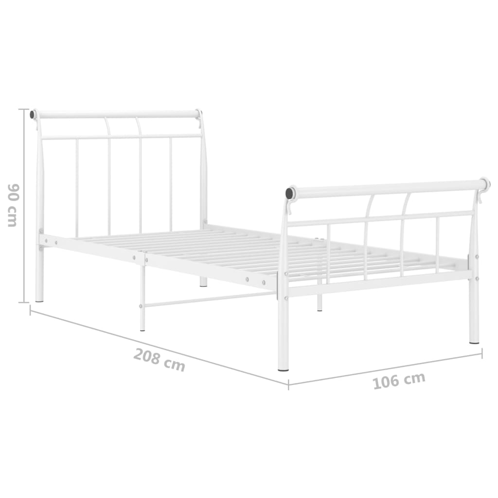Bed Frame without Mattress White Metal 100x200 cm