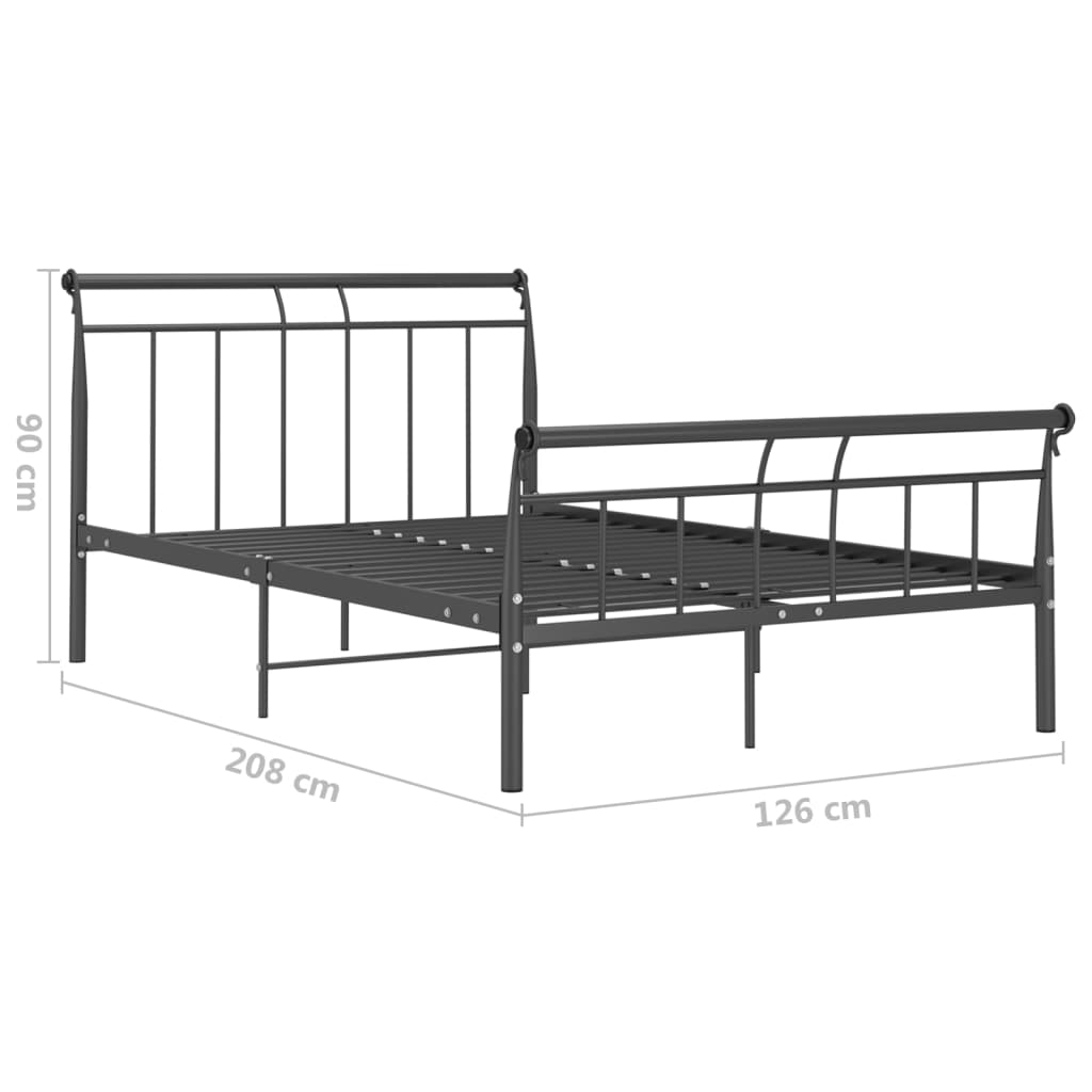 Bed Frame without Mattress Black Metal 120x200 cm